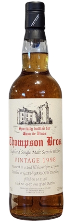 Glen Garioch Single Malt Scotch Whisky 27 Years Old 1998 'Thompson Bros' 52.5% 700ml